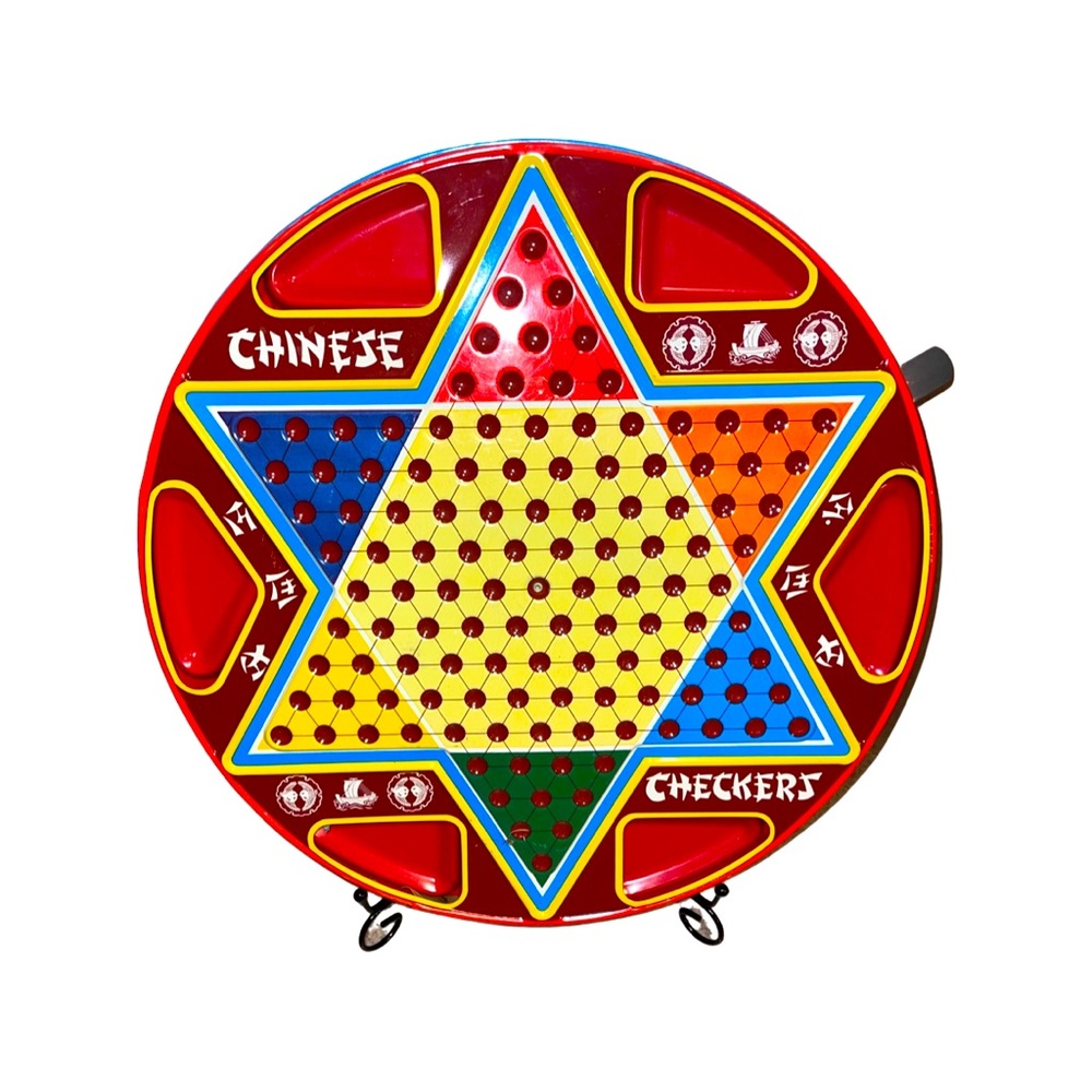 Vintage Chinese Checkers & Checker Board By Ohio Art Company: Metal-Tin game